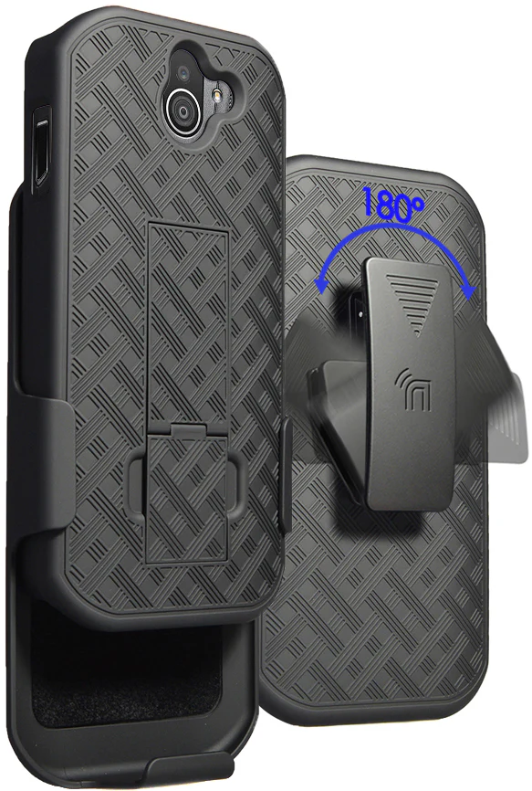 Case for Kyocera DuraForce PRO 2 (E6910, E6920), Hard Protective Case + Belt Holster, Black