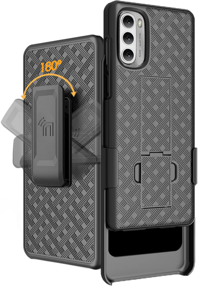 [AMGSCB] Case for Moto G Stylus 4G 2022, Hard Protective Case + Belt Holster, Black