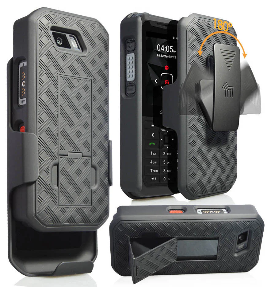 Case for Sonim XP5s (XP5800), Hard Protective Case + Belt Holster, Black