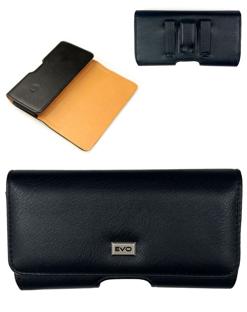 [AUPMSH6] Horizontal leather smartphone pouch, Black, 6"