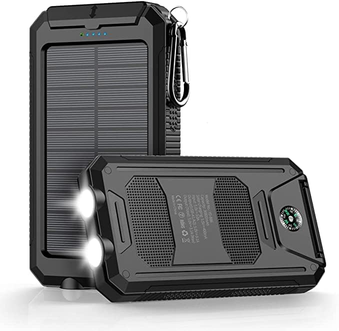 USB Power Bank - 36800 mAh - with solar panel and flashlight