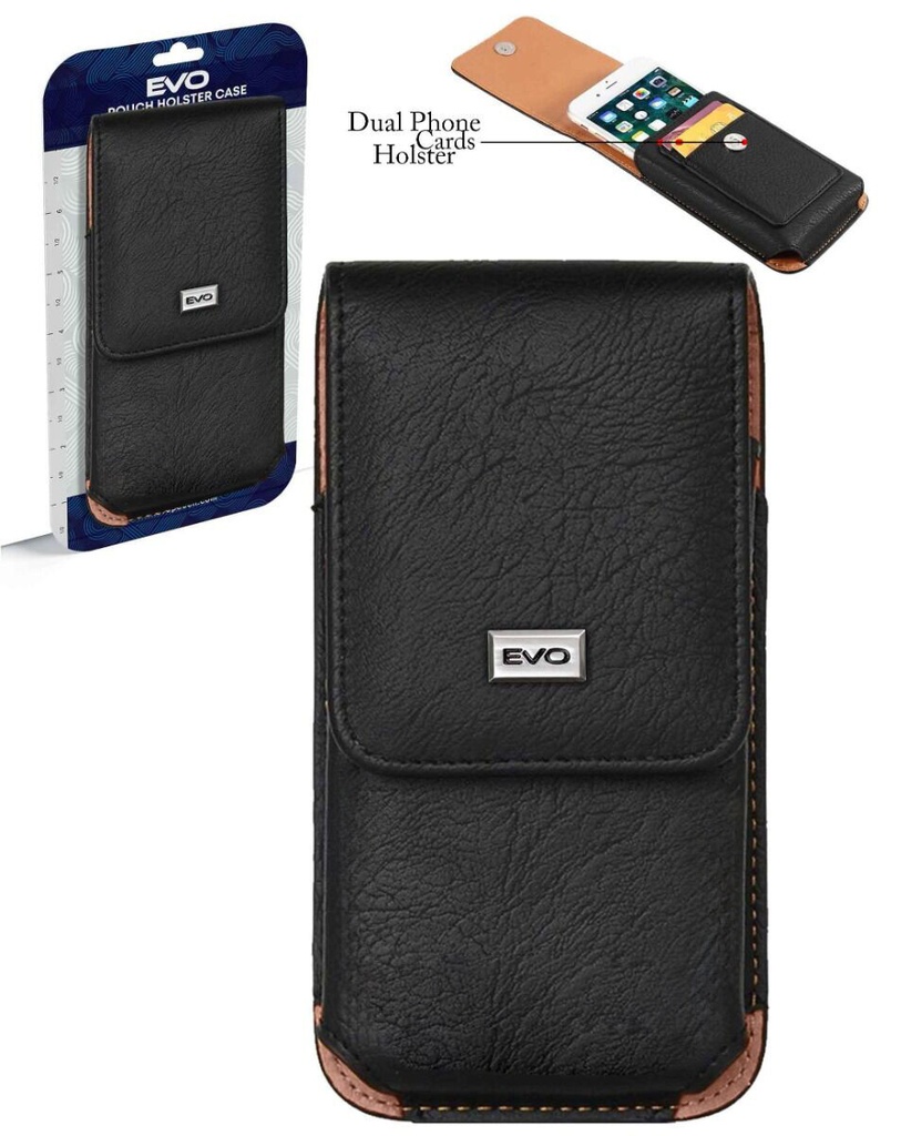 [AUPMSV6.9] Vertical leather smartphone pouch, Black, 6.9"