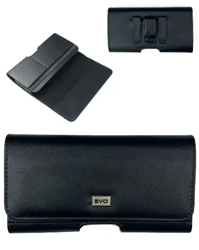 [AUPMSH6.9] Horizontal leather smartphone pouch, Black, 6.9"